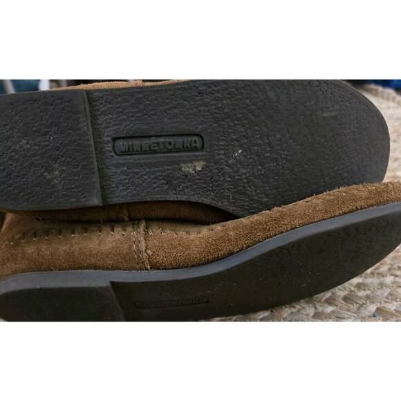 Minnetonka Moccasin 3 Layer Tiered Fringe Boots Womens Size 6 Brown Suede Boho - Picture 7 of 8